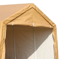 Outsunny 12'x20' Carport Extra Large Upgraded Heavy Duty Car Canopy Truck SUV Boat Shelter w/ Sidewalls UV-Treated Cover for Party, Garden Storage Shed, Coffee(m-4)