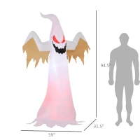 HOMCOM 8' Halloween Inflatable Ghost Yard Decoration for Indoors & Outdoors with Evil Fire Flame LED Lights(m-3)
