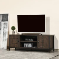 HOMCOM TV Stand for TVs up to 60", Industrial Entertainment Center Cabinet with Storage Shelves for Living Room or Bedroom, Dark Walnut(m-8)