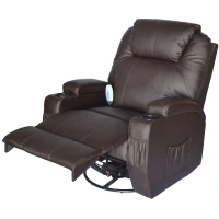 HomCom Faux Leather Heated Vibrating Recliner Chair with Remote - Dark Brown(m-5)