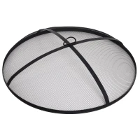 Outsunny 35" Outdoor Fire Pits, Wood Burning Camping Fire Pit, Black Rustic Cauldron Style Steel Firepit Bowl w/ Log Poker and Mesh Screen Enclosure for Ember Protection(m-11)