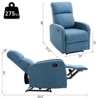 HomCom Linen Fabric Manual Recliner Lounger Chair  with Footrest - Blue(m-3)