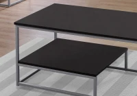 Monarch 3 Piece Modern Minimalist Smooth Laminate Top Coffee Table / Two Matching End Tables Set - Cappuccino / Silver(m-3)