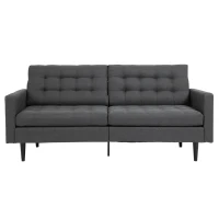 HOMCOM Linen Fabric Convertible Sofa Bed with Button Tufted Back Design, Adjustable Angles and Wood Legs, Grey(m-11)