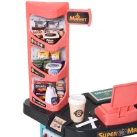 Qaba Kids Supermarket with Shopping Cart Play Set Toys with Working Scanner & Credit Card Reader for 3 to 6 Years - Green(m-8)