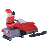HomCom 7' Outdoor Animated Christmas Inflatable Santa on a Snowmobile(m-9)