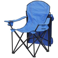 Outsunny Oxford Sports Folding Metal Camping Chair with an Overhead Shade Canopy & an Included Side Cup Holder - Blue(m-1)