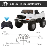 Aosom 12V Mercedes-Benz Zetros Kids Ride On Car Off Road Truck with Remote Control - White(m-6)