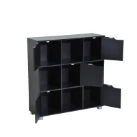 HomCom 37” Office Bookshelf 9 Cube Storage Organizer With Doors - Black(m-3)