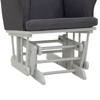 HomCom 2 Piece Rubberwood Linen Glider Rocking Chair with Ottoman Set - Grey(m-11)