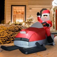 HomCom 7' Outdoor Animated Christmas Inflatable Santa on a Snowmobile(m-1)