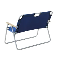 Outsunny 2-Person Folding Aluminum Love Seat Camping Chair - Blue(m-6)