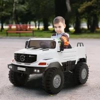 Aosom 12V Mercedes-Benz Zetros Kids Ride On Car Off Road Truck with Remote Control - White(m-2)