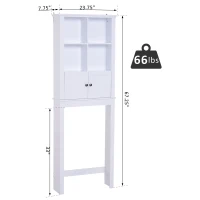 HomCom Freestanding Over-The-Toilet Bathroom Storage Cabinet - White(m-7)