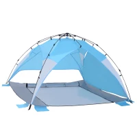 Outsunny Portable Automatic Pop Up Sun Protection Beach Tent Cabana - Blue(m-6)