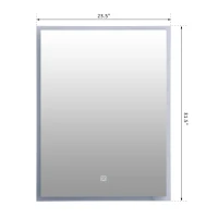 Kleankin 24" x 32" Vertical LED Illuminated Wall Mount Square Backlit Bathroom Mirror(m-3)