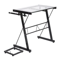 HomCom 30” Modern Glasstop Office Computer Workstation Desk(m-5)