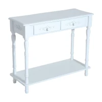 HomCom 28"H Modern Country 2 Drawer Wooden Entryway Console Table - Glossy White(m-1)