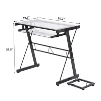 HomCom 30” Modern Glasstop Office Computer Workstation Desk(m-4)