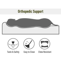 PawHut 48" x 30" Suede Padded Orthopedic Memory Foam Bolster Pet Dog Bed - Army Green with Brown Liner(m-7)