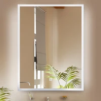 Kleankin 24" x 32" Vertical LED Illuminated Wall Mount Square Backlit Bathroom Mirror(m-1)
