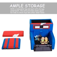 Qaba 17" Multi Spandex Storage Sofa Chair for Kids - Train Engine Locomotive(m-4)