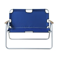 Outsunny 2-Person Folding Aluminum Love Seat Camping Chair - Blue(m-2)