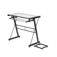 HomCom 30” Modern Glasstop Office Computer Workstation Desk(m-1)