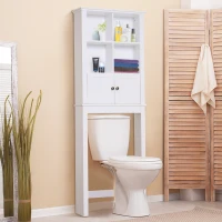 HomCom Freestanding Over-The-Toilet Bathroom Storage Cabinet - White(m-1)