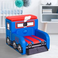 Qaba 17" Multi Spandex Storage Sofa Chair for Kids - Train Engine Locomotive(m-1)
