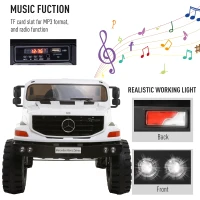 Aosom 12V Mercedes-Benz Zetros Kids Ride On Car Off Road Truck with Remote Control - White(m-4)