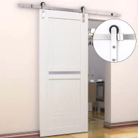 HomCom 6.5' Sliding Barn Door Hardware Kit - Stainless Steel(m-1)