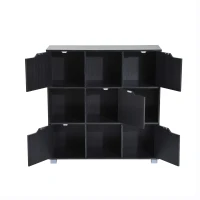 HomCom 37” Office Bookshelf 9 Cube Storage Organizer With Doors - Black(m-5)