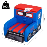 Qaba 17" Multi Spandex Storage Sofa Chair for Kids - Train Engine Locomotive(m-3)