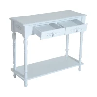 HomCom 28"H Modern Country 2 Drawer Wooden Entryway Console Table - Glossy White(m-5)