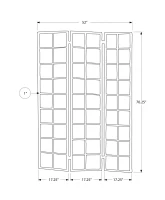 Monarch 3-Panel Contemporary Folding Privacy Screen Room Divider with Fabric Inlay - White Wood Frame(m-4)