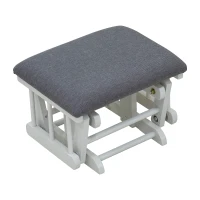 HomCom 2 Piece Rubberwood Linen Glider Rocking Chair with Ottoman Set - Grey(m-8)