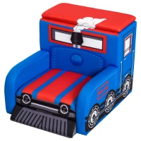 Qaba 17" Multi Spandex Storage Sofa Chair for Kids - Train Engine Locomotive(m-2)