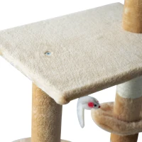 PawHut Cat Jungle Gym 52" Multi-Level Cat Tree Kitten Playhouse Kitty Activity Center Scratching Post Rest Condo with Hammock Beige(m-12)
