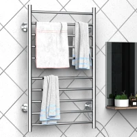HOMCOM Heated Towel Rack 10-Bar Wall Mounted Electric Heated Shelf Stainless Steel Home Bathroom Towel Drying Rack(m-2)
