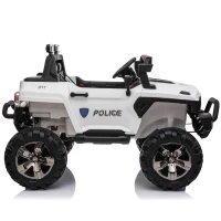 Aosom 12V Ride On Kids RC 2 Seater Ride On Car With Parental Remote Control Police Truck LED Lights MP3(m-9)