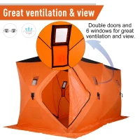 Outsunny Fishing Tent Portable 8-Person Ice Fishing Tent Shelter with Ventilation Windows and Carry Bag(m-6)