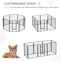 PawHut X Pen for Dogs 8 Panel Pet Playpen Heavy-Duty Iron Indoor/Outdoor 40-inch Black(m-4)