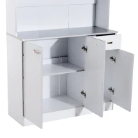 HOMCOM White Kitchen Cupboards 71” Buffet Server Microwave Storage Cabinet Hutch- White(m-10)