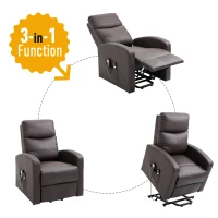 HOMCOM Lift Chair Recliner 8- Point Massage Sofa Electric Power Lift Recliner Over Padded PU Leather W/ Remote Controllers(m-4)
