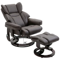 HOMCOM Massage Recliner Chair with Footrest 10 Vibration Point Faux PU Leather Brown(m-1)