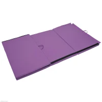 Soozier Tumbling Mats 4ftx10ftx2inch PU Leather Gymnastics Gym Mat Arts Folding Yoga Exercise Mat Pad 4 Panel Purple(m-8)