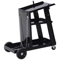 DURHAND Welding Cart 3 Tier Welder Trolley Garage w/ Safety Chain Black(m-1)