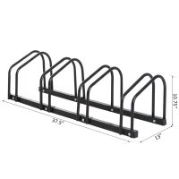HOMCOM Bike Parking Stand Floor Wall Mount  Storage Locking Rack Holder for 4-Bicycle Outdoor Steel(m-3)