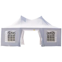 Outsunny Wedding Tent 22.3ft Octagonal Party Tent Event Shelter Outdoor with 8 Removable Walls White(m-10)